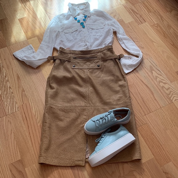 Real ‘Ostrich’ leather skirt with pockets - Picture 3 of 16